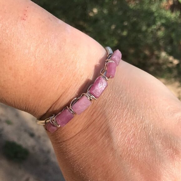 Pink Tourmaline Natural Sterling Silver Cuff Bracelet Gemstone Untreated 925 - Picture 5 of 10